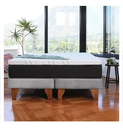 Cama Europea Zen Top Spring Visco Tela Velvet 2 Plazas