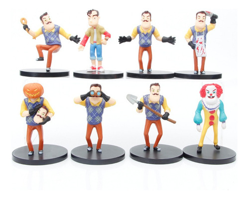 8pcs Hello My Neighbor Butcher Neighbor Figura Model Juguete