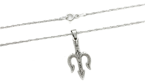 Cadena Y Dije Tridente Poseidón Mitología Griega Plata 925 Plata 925 55 Cm