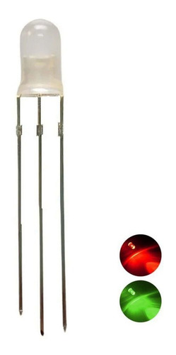 Kit 10 Unidades Led 5mm Difuso Bicolor Vermelho / Verde