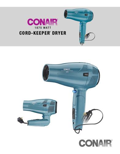 Secador De Pelo Conair Mango Plegable 1875w Cable Retractil