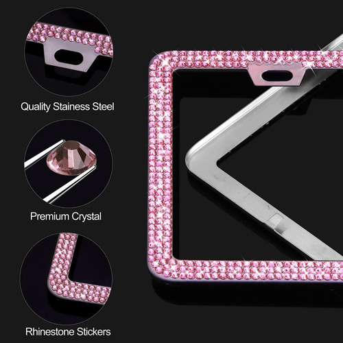 Zzz Cromo Diamantes/cristales Bling Metal Marco De Placa 2
