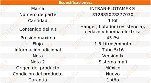 Juego Bomba Combustible Ford Mustang V6 3.8l 85/86