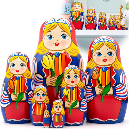 Aevvv Muñecas Rusas Matryoshka Set De 7 Piezas - Muñecas De 