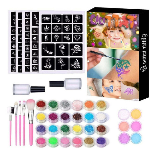 Kit De Maquillaje Temporal Con Purpurina For Niños, Regalo