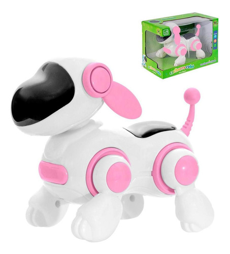 Cachorro Robô Com Face Digital E Estímulos Sensoriais Cor Rosa