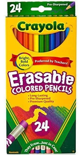 Crayola Lapices De Colores Borrables Con Borrador 24 Piezas