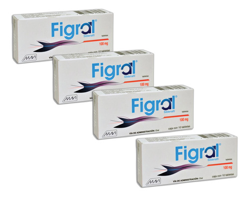 Pack De 4 Figral 100mg, Sildenafil, 10 Tabs Cada Uno