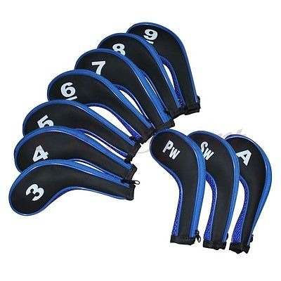 Stock Usa 10 Cremallera Golf Cuero Hierro Cabeza Headcovers 