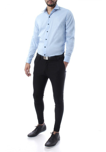 Imagen 3 de 6 de Camisa Lisa Basica Entallada Slim Fit Hombre No End 37113