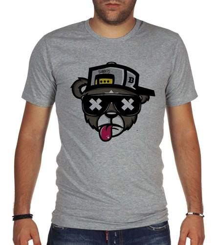 Remera De Hombre Bandits Oso Lentes Lengua Skate