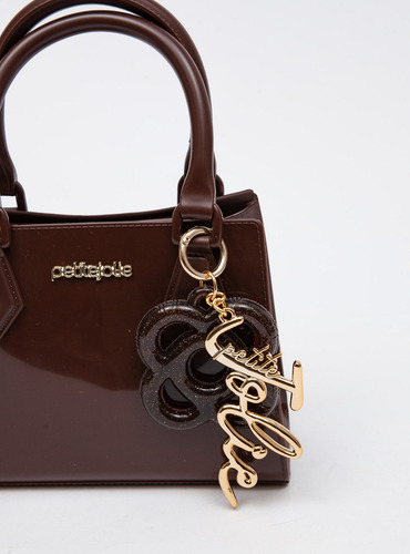Bolsa Maddie Marrom Pj11249 Petite Jolie Transversal Nova Acambamento Dos Ferragens Ouro Desenho Do Tecido Lisa