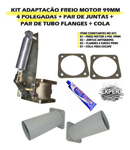 Adaptação Freio Motor 99mm 10mm 4 Pol Flange Juntas Cola