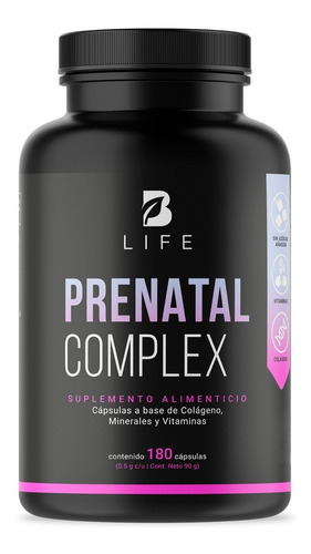 Multivitamínico Prenatal 180 Cápsulas Vitaminas Mujer B Life Sabor Sin sabor