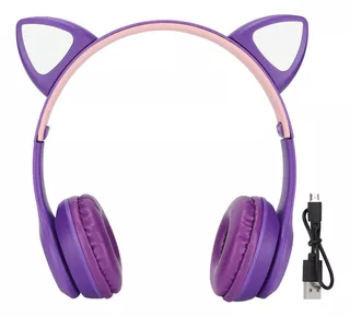 Fone De Ouvido Y47 Cartoon Cat Ear Bt, Estéreo Estável, Sem