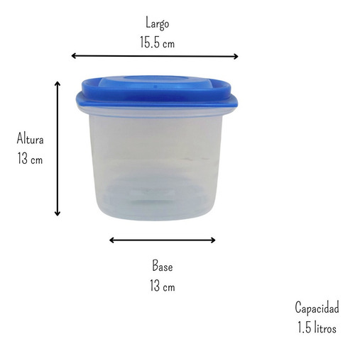 Topper Recipiente Cuadrado Cap 1.5 Litros 5 Piezas