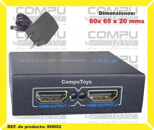 Multiplicador Hdmi Electrónico 1x2 Ref: Shd02 Computoys Sas