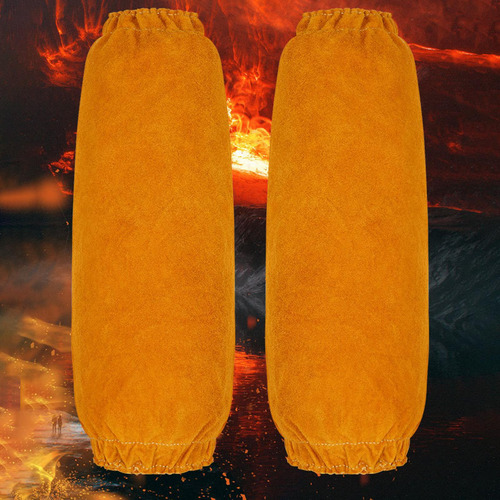 Mangas De Soldadura De Cuero Protección Del Brazo Amarillo