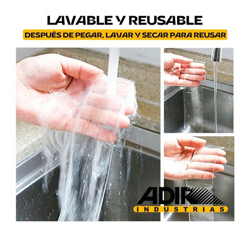 Cinta Nano tape doble cara adhesiva trasparente lavable a prueba de agua blanco genérica.