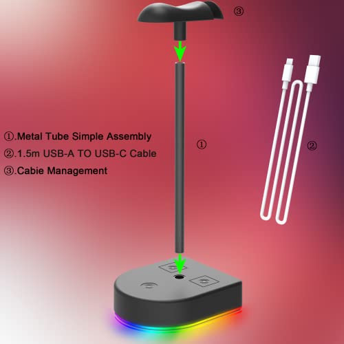Soporte Para Auriculares Rgb Con Puerto De Carga Usb O Conce