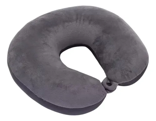 Almohada De Cuello Para Viaje Con Memoria Color Gris Oscuro Diseño De La Tela Liso