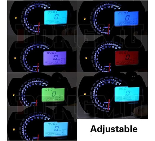 Hx Motocicleta Digital Lcd Odómetro Velocímetro 7 Colores
