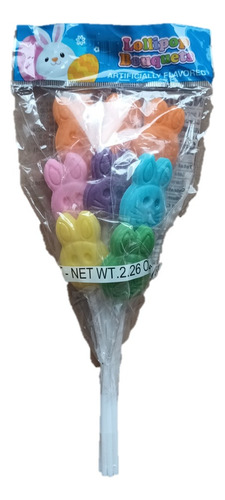 Paletas De Caramelo Conejo De Pascua Lollipop Bouquet 64g 