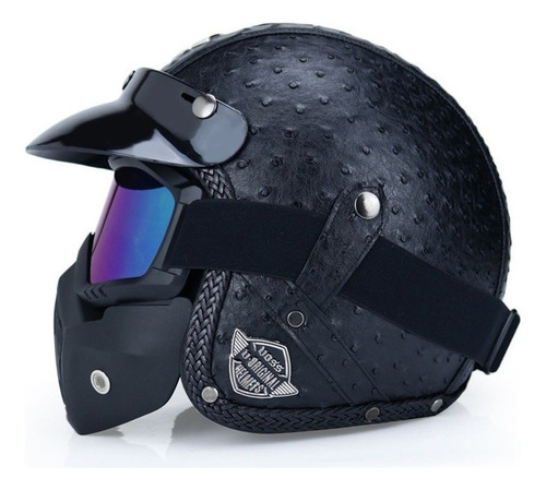 Casco 3/4 Abierto Negro Mate Basico Burbuja Abatible