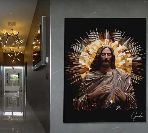 Quadro Jesus O Salvador | Grande 100x75 | Moldura Vidro