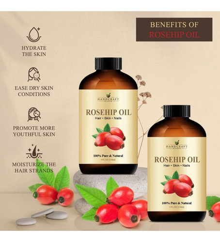 Aceite Esencial Rosa Mosqueta 100% Puro Handcratf 118ml Usa