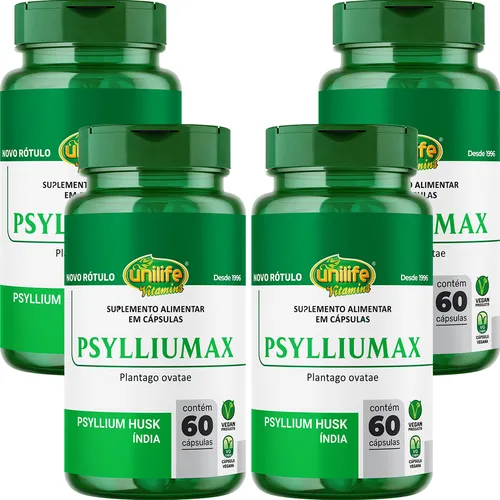4x Psyllium Max - 60 Cápsulas 550mg - Unilife Vitamins