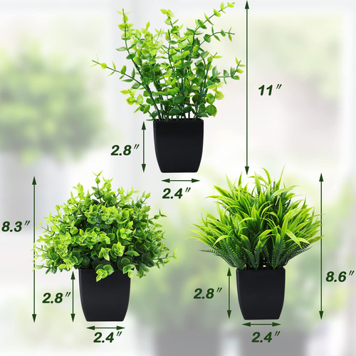 Juego De 3 Plantas Artificiales En Maceta Para Decoración In