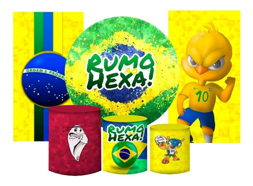 Super Kit Painéis Festa Capas Cilindro Copa Rumo Ao Hexa!