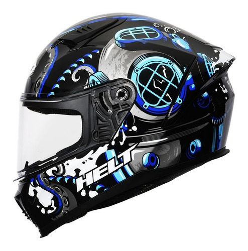 Capacete Para Moto Integral Helt Avant Octopus Cor Preto Tamanho do capacete 58