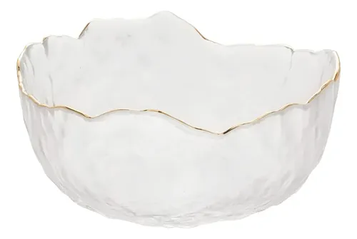 Bowl De Cristal  Martelado Com Borda Dourada Taj 13cm Wolff Transparente