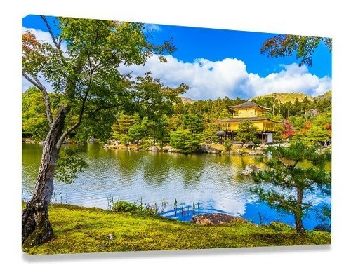 Quadro Decorativo Paisagem Lago Montanhas Para Sala Grande Cor Colorido Cor da armação Borda Infinita