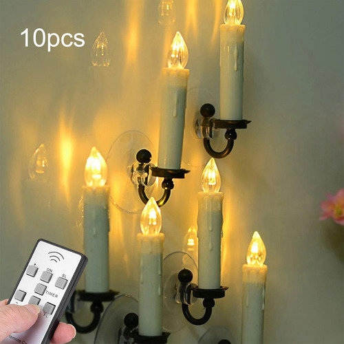 10 Piezas De Luces De Vela Con Clip Para Árbol Con Control