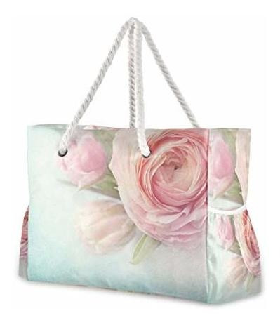 Bolso De Viaje Pink Flowers Waterproof Large Tote Bag Shou 