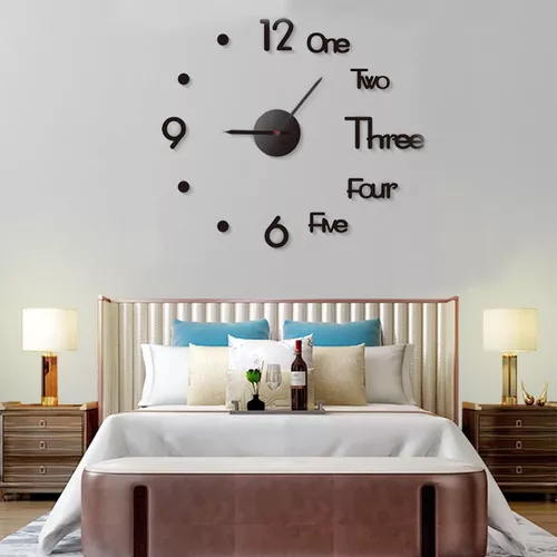 Reloj de pared moderno grande, reloj de pared 3D, decoración del hogar,  reloj de pared con espejo, reloj 3D moderno acrílico para propietarios de  viviendas, reloj de sala de estar 