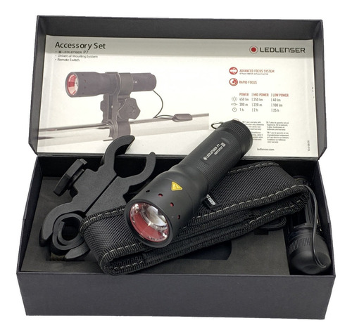 Linterna Led Lenser P7 + Swich Remoto + Anclaje 450lumens Color De La Linterna Negro Color De La Luz Blanco