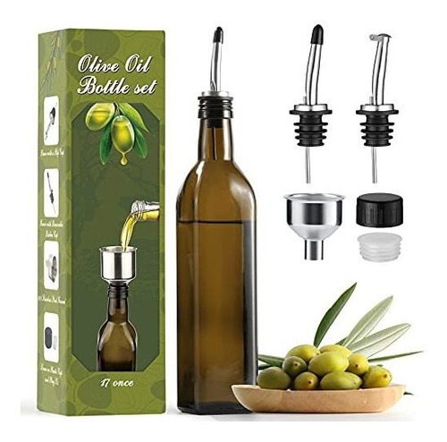 Dispensador De Aceite De Vidrio Con Acero Inoxidable.