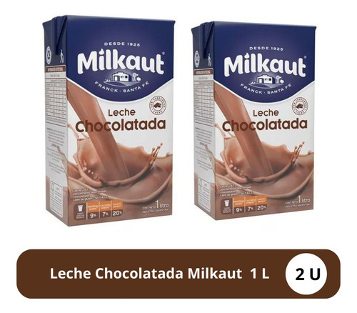 Leche Chocolatada Milkaut X 1lt  X 2 Unidades
