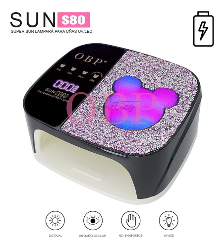 Lámpara Uv/led De Uñas Secador Recargable Con Diamante 108w
