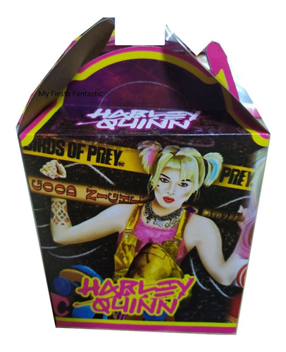 Imagen 8 de 10 de Escuadron Ave Harley Quinn Set 30 Cajitas Dulceras Bolo Feli