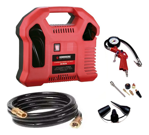 Compresor de aire mini eléctrico portátil Kommberg KB-MCP8 1.1kW 220V - 240V rojo