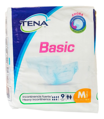  Pañales Tena Basic Mediano 9 Unidades