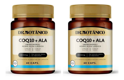 2 Un Coenzima Q10 + Ala 800mg 60caps Doutor Botanico Sem