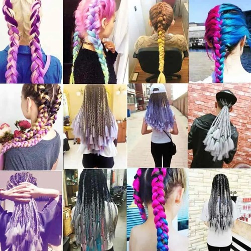 Coleta Trenza Extensión Pelo Sintético De Fantasía 58cm