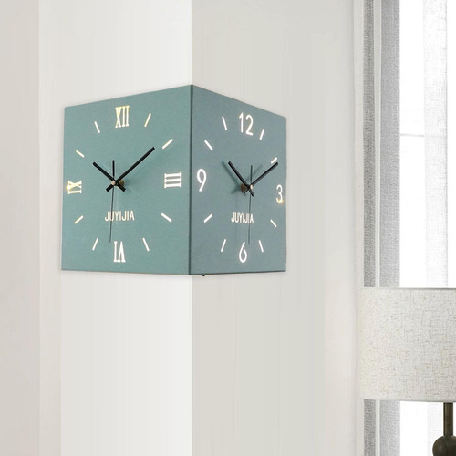 Reloj De Pared De De Doble Cara Con Adorno Silencioso Azul