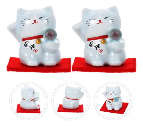 Adorno de dibujos animados Maneki Neko, estatuilla de gato de la